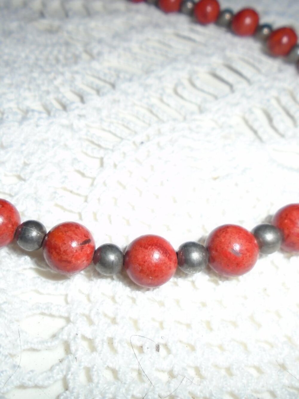 Fiery red orange bead necklace